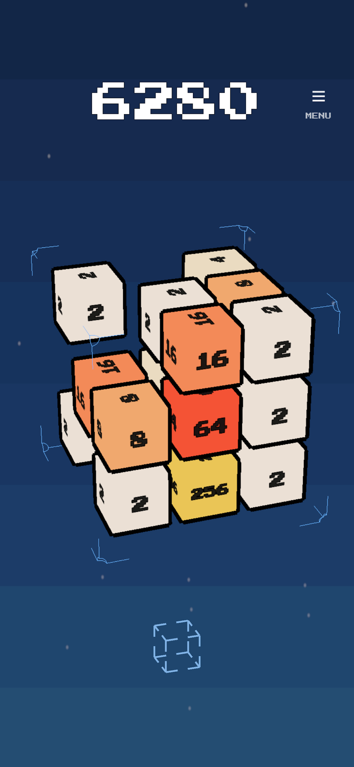 Cubix screenshot showing six-direction movement inside the cube