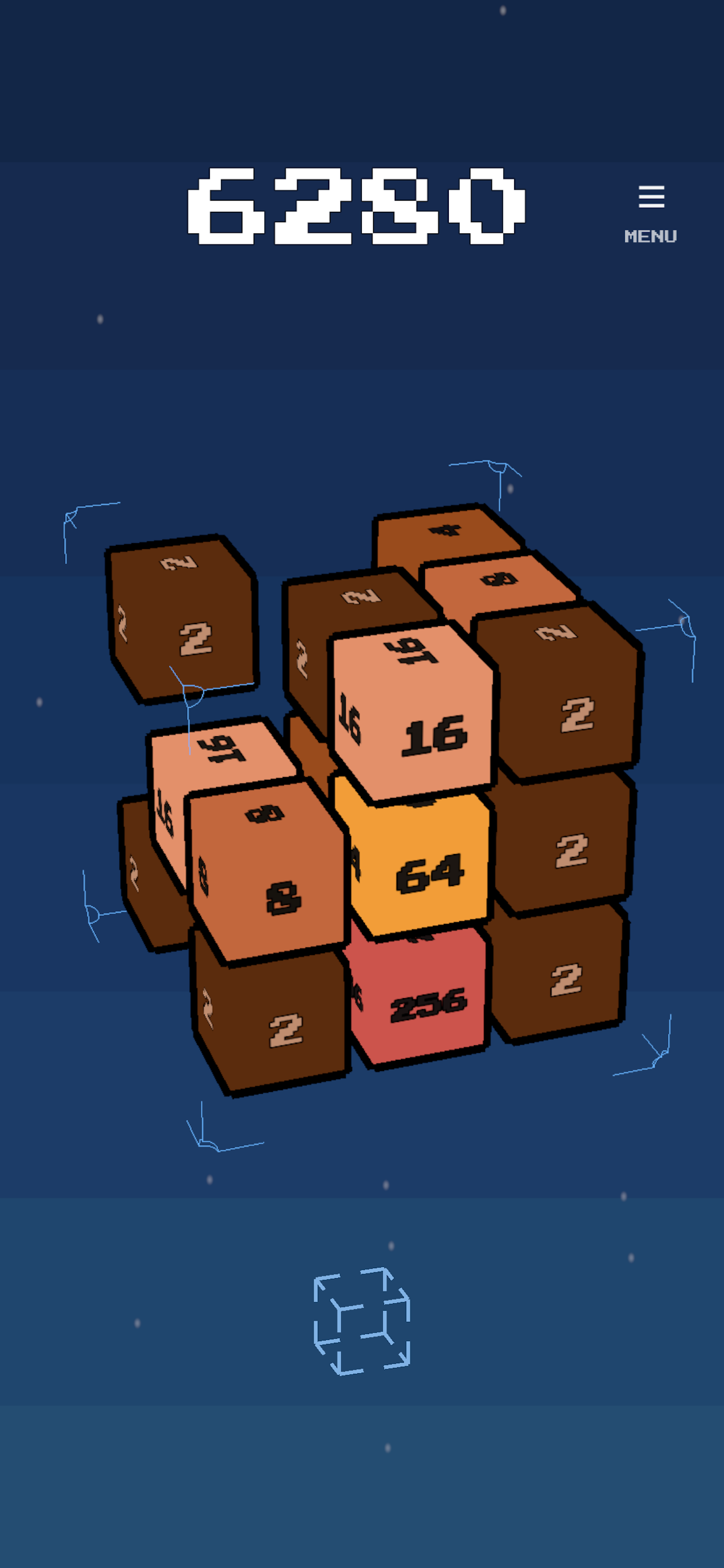 Cubix screenshot showing tight 27-cell pressure and merge strategy